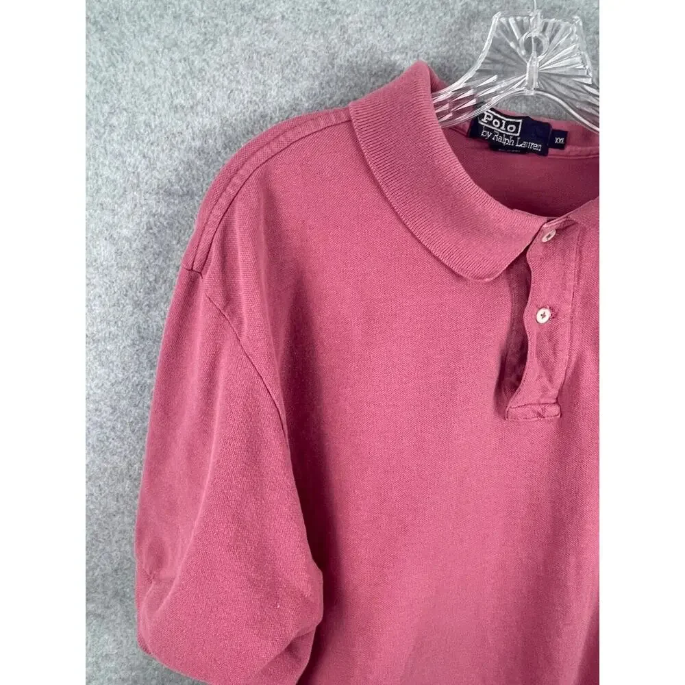 VTG Ralph Lauren Polo Shirt Men's 2XL Purple Plum Short Sleeve Made‎ in USA